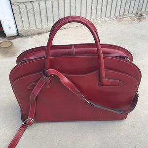 Red leather briefcase